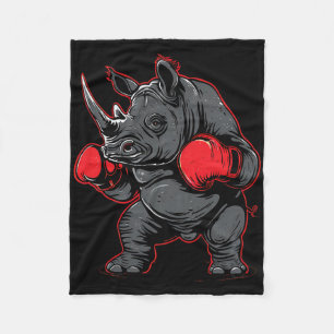 Boxing Rhino With Boxing Gloves Kickboxing Funny B Fleece Blanket