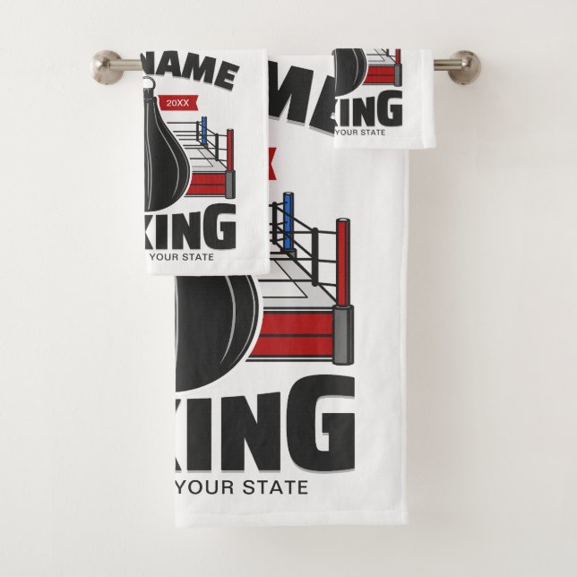 Boxing Ring ADD NAME Boxer Gym Speed Bag Bath Towel Set (Insitu)