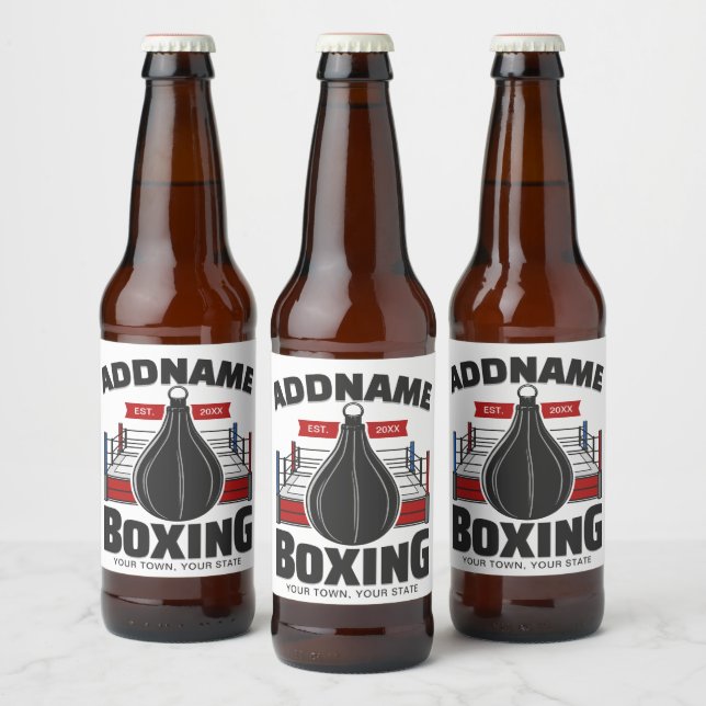 Boxing Ring ADD NAME Boxer Gym Speed Bag Beer Bottle Label (Bottles)