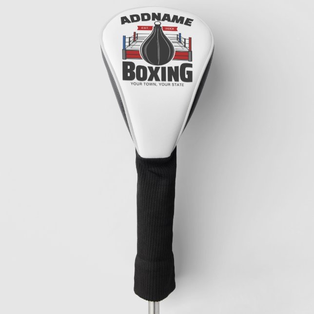 Boxing Ring ADD NAME Boxer Gym Speed Bag Golf Head Cover (Front)