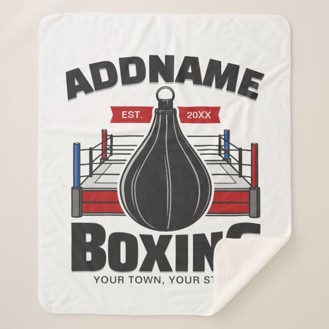 Boxing Ring ADD NAME Boxer Gym Speed Bag Sherpa Blanket (Front)