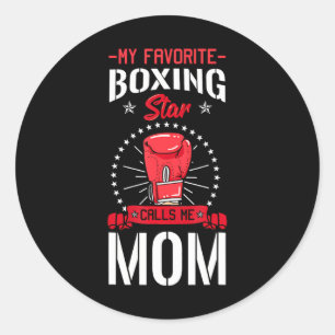 Boxing Ring Boxer Gloves Mum Coach Mother's Day Classic Round Sticker