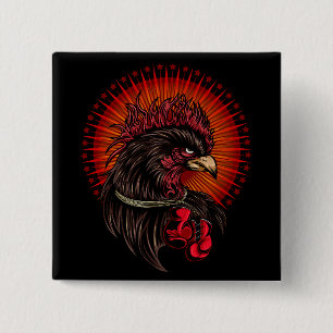 Boxing Rooster 15 Cm Square Badge