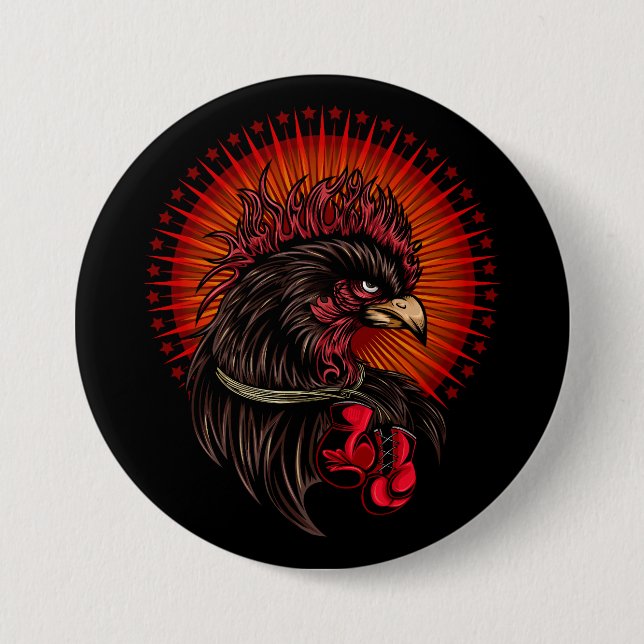 Boxing Rooster 7.5 Cm Round Badge (Front)