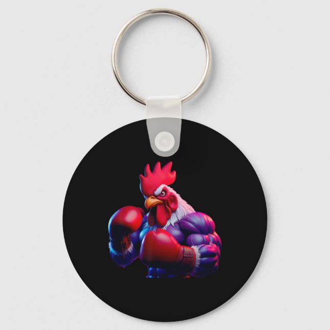 Boxing Rooster Boxer Kickboxer Mma Fighter Combat  Key Ring (Front)