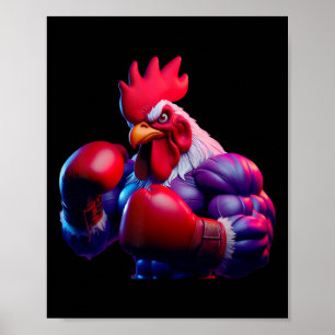Boxing Rooster Boxer Kickboxer Mma Fighter Combat  Poster