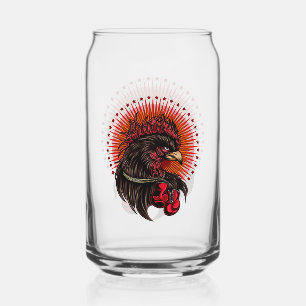 Boxing Rooster Can Glass