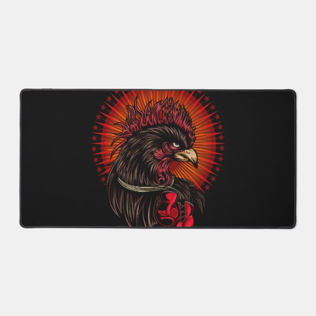 Boxing Rooster Desk Mat (Front)