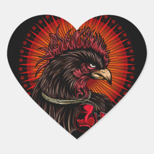 Boxing Rooster Heart Sticker