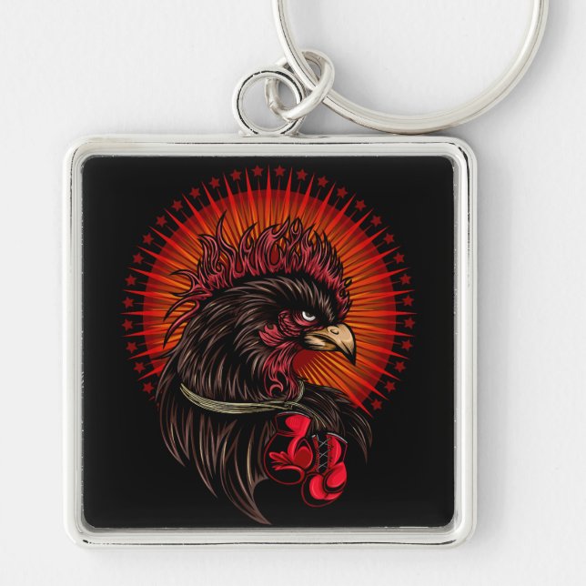 Boxing Rooster Key Ring (Front)