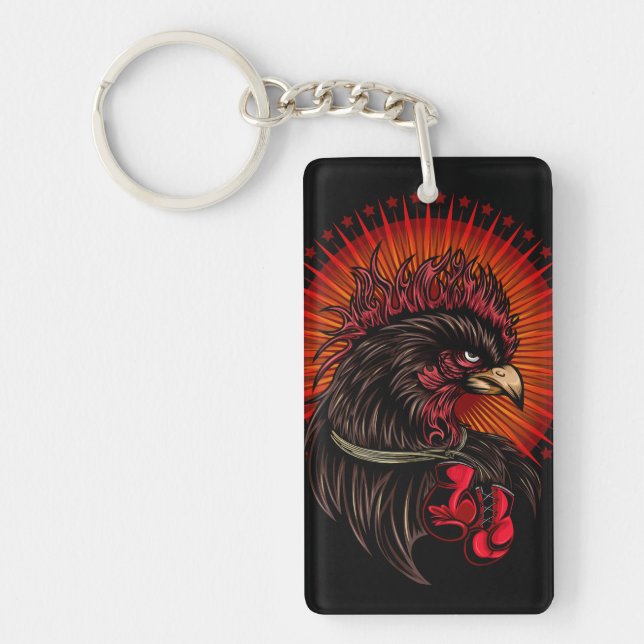 Boxing Rooster Key Ring (Front)