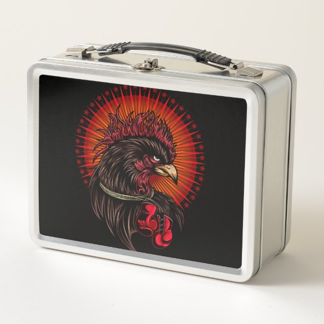Boxing Rooster Metal Lunch Box (Front)