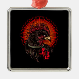 Boxing Rooster Metal Tree Decoration