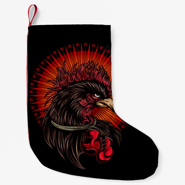 Boxing Rooster Small Christmas Stocking (Front)