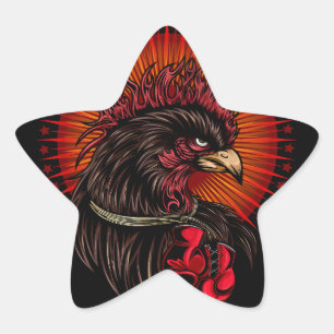 Boxing Rooster Star Sticker