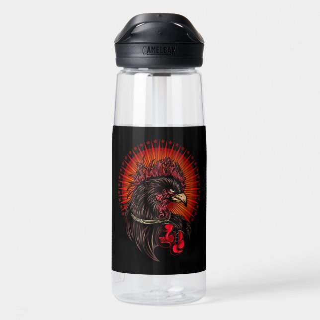 Boxing Rooster Water Bottle (Back)