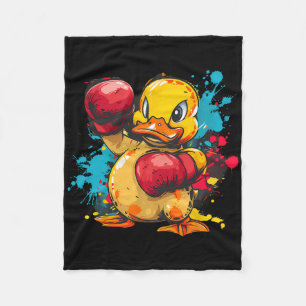 Boxing Rubber Duck With Boxing Gloves Kickboxing F Fleece Blanket