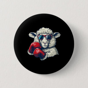 Boxing Sheep Lamb Boxing Gloves Kickboxing Funny B 6 Cm Round Badge