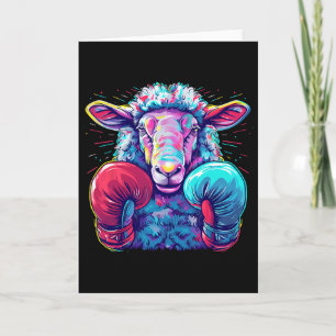 Boxing Sheep Lamb Boxing Gloves Kickboxing Funny B Card