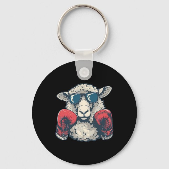 Boxing Sheep Lamb Boxing Gloves Kickboxing Funny B Key Ring (Front)