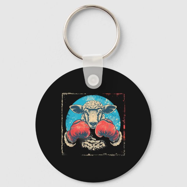 Boxing Sheep Lamb Boxing Gloves Kickboxing Funny B Key Ring (Front)