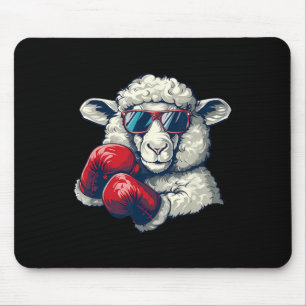 Boxing Sheep Lamb Boxing Gloves Kickboxing Funny B Mouse Pad