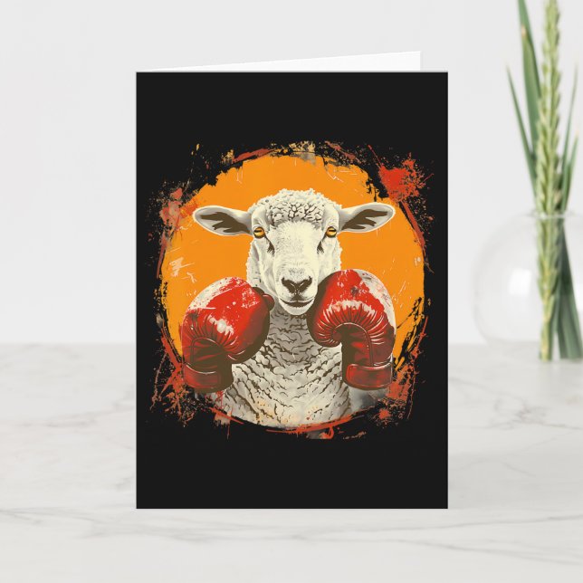 Boxing Sheep With Boxing Gloves Kickboxing Funny B Card (Front)