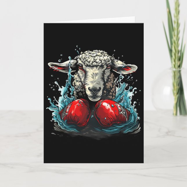 Boxing Sheep With Boxing Gloves Kickboxing Funny B Card (Front)