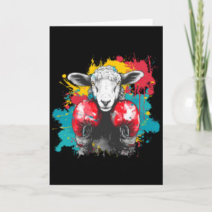 Boxing Sheep With Boxing Gloves Kickboxing Funny B Card