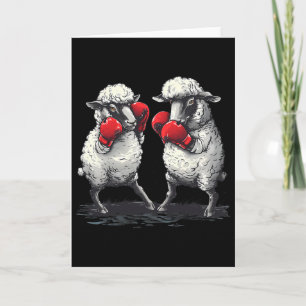 Boxing Sheep With Boxing Gloves Kickboxing Funny B Card
