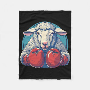 Boxing Sheep With Boxing Gloves Kickboxing Funny B Fleece Blanket