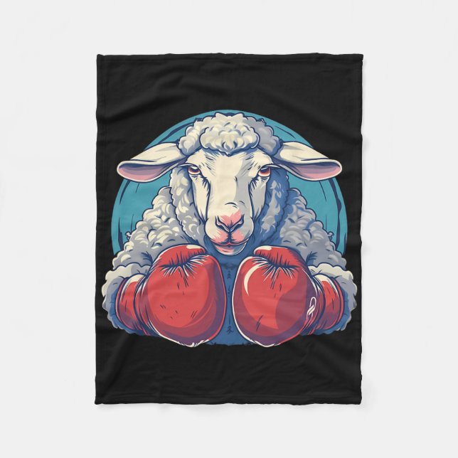 Boxing Sheep With Boxing Gloves Kickboxing Funny B Fleece Blanket (Front)