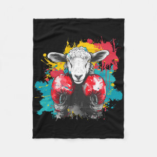 Boxing Sheep With Boxing Gloves Kickboxing Funny B Fleece Blanket