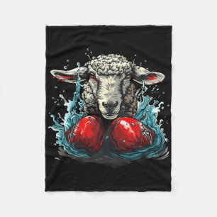 Boxing Sheep With Boxing Gloves Kickboxing Funny B Fleece Blanket