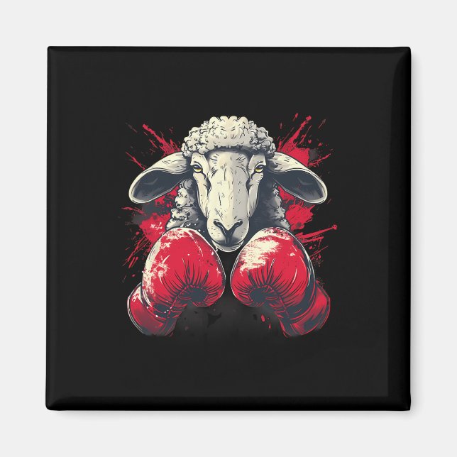 Boxing Sheep With Boxing Gloves Kickboxing Funny B Magnet (Front)