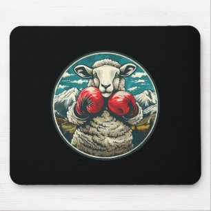 Boxing Sheep With Boxing Gloves Kickboxing Funny B Mouse Pad