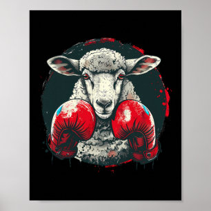 Boxing Sheep With Boxing Gloves Kickboxing Funny B Poster