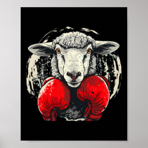 Boxing Sheep With Boxing Gloves Kickboxing Funny B Poster