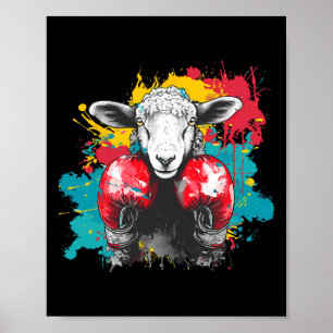 Boxing Sheep With Boxing Gloves Kickboxing Funny B Poster