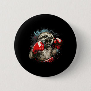 Boxing Sloth Lover Boxing Gloves Kickboxing Funny 6 Cm Round Badge