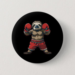 Boxing Sloth Lover Boxing Gloves Kickboxing Funny  6 Cm Round Badge