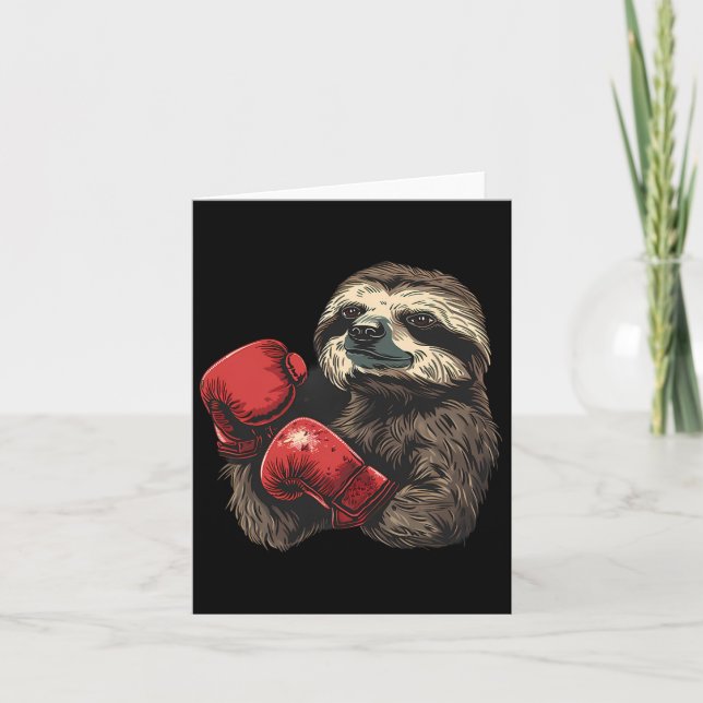 Boxing Sloth Lover Boxing Gloves Kickboxing Funny  Card (Front)
