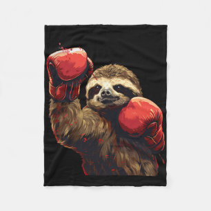 Boxing Sloth Lover Boxing Gloves Kickboxing Funny Fleece Blanket
