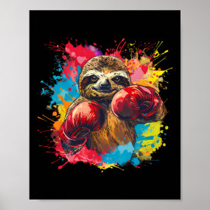 Boxing Sloth Lover Boxing Gloves Kickboxing Funny Poster