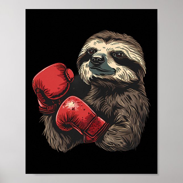 Boxing Sloth Lover Boxing Gloves Kickboxing Funny  Poster (Front)