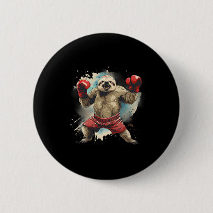 Boxing Sloth With Boxing Gloves Kickboxing Funny B 6 Cm Round Badge
