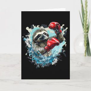 Boxing Sloth With Boxing Gloves Kickboxing Funny B Card