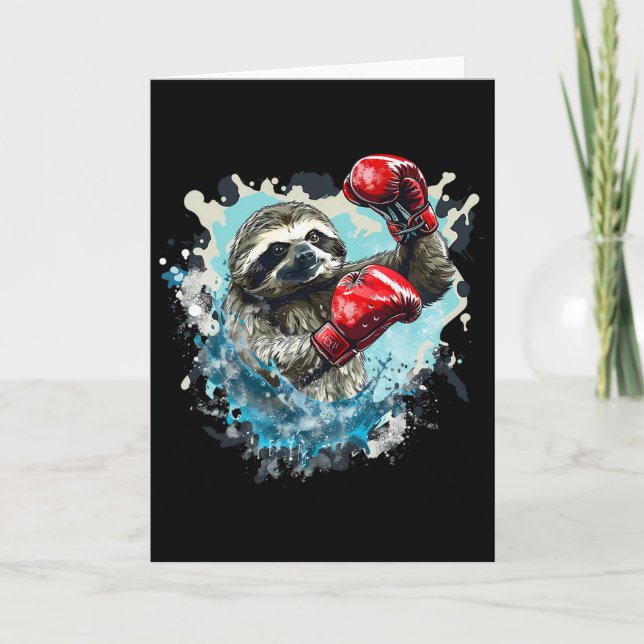 Boxing Sloth With Boxing Gloves Kickboxing Funny B Card (Front)