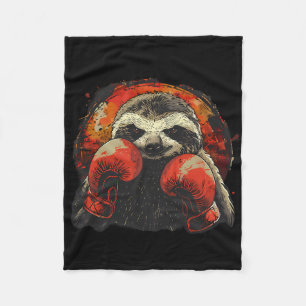 Boxing Sloth With Boxing Gloves Kickboxing Funny B Fleece Blanket
