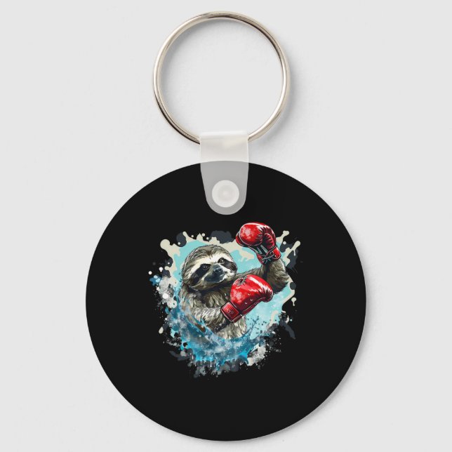 Boxing Sloth With Boxing Gloves Kickboxing Funny B Key Ring (Front)